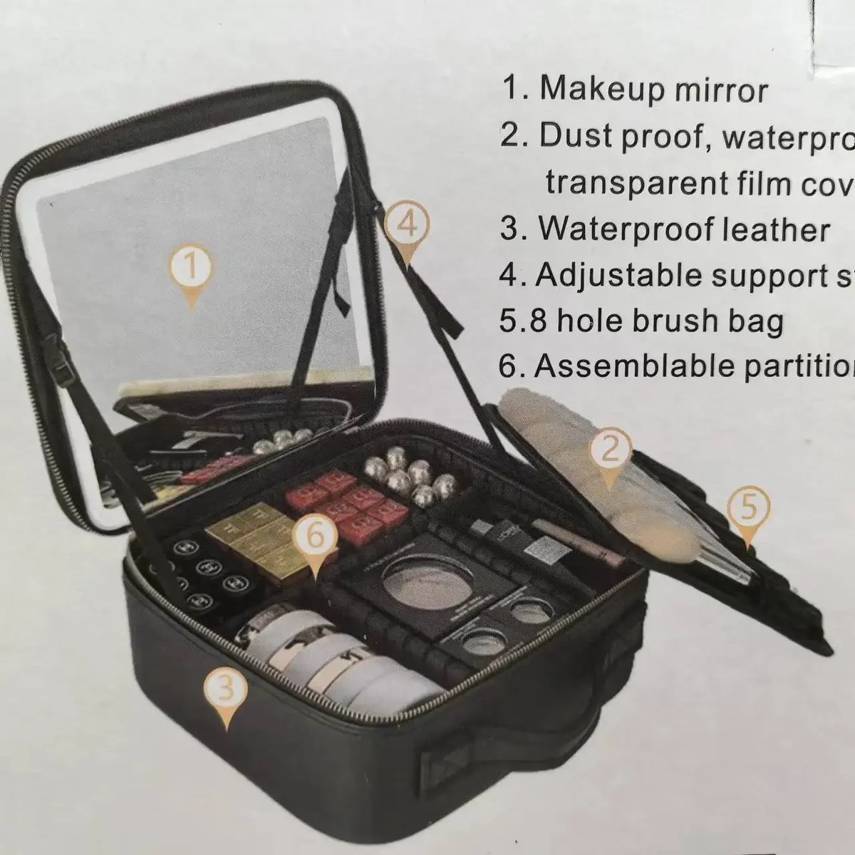 LED Lighted Travel Makeup Bag with Mirror Portable Waterproof Makeup Organizer Cosmetic Case Birthday Gift for Girls Women