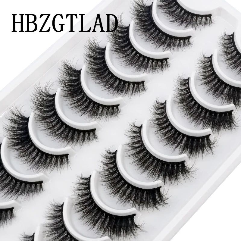HBZGTLAD 10 Pairs 3D Faux Mink Lashes Fluffy Soft Full Thick Wispy Natural long False Eyelashes Curly lashes wholesale lashes