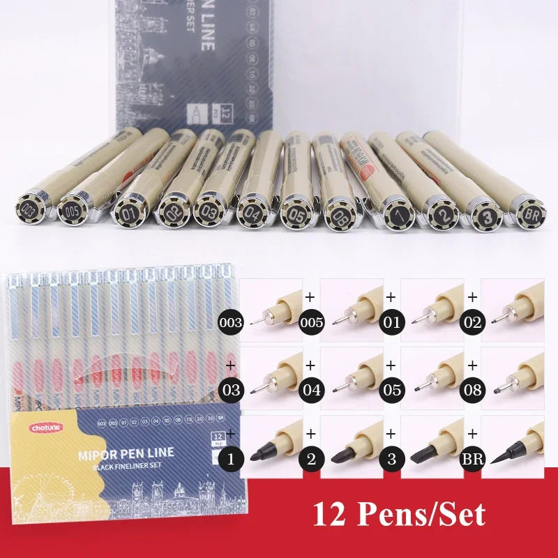 Manga Black Fineliner Marker Pens Art Supplies Waterproof Sketching Sakura Pigma Micron Pens Pigment Liner Japanese Stationery