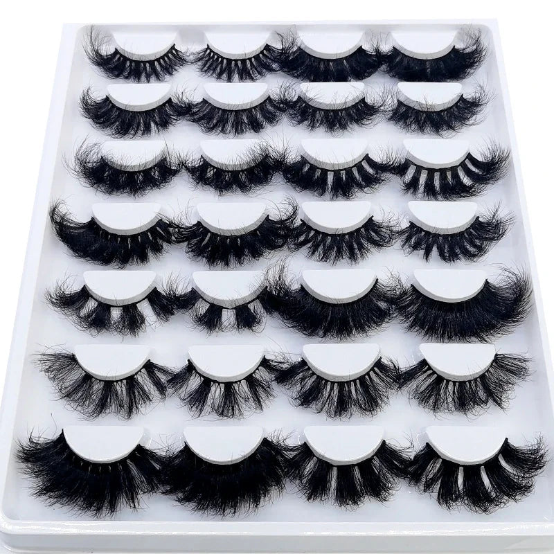 HBZGTLAD 14 Pairs Eyelashes 25mm Faux Mink Eyelashes Long Lasting Fluffy Mink Lashes Dramatic Volume lashes Extension Thick Long