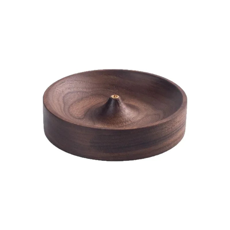 1pc North American Black Walnut Solid Wood Incense Stick Handmade Tea Ceremony Round Incense Burner Agarwood Tray Holder