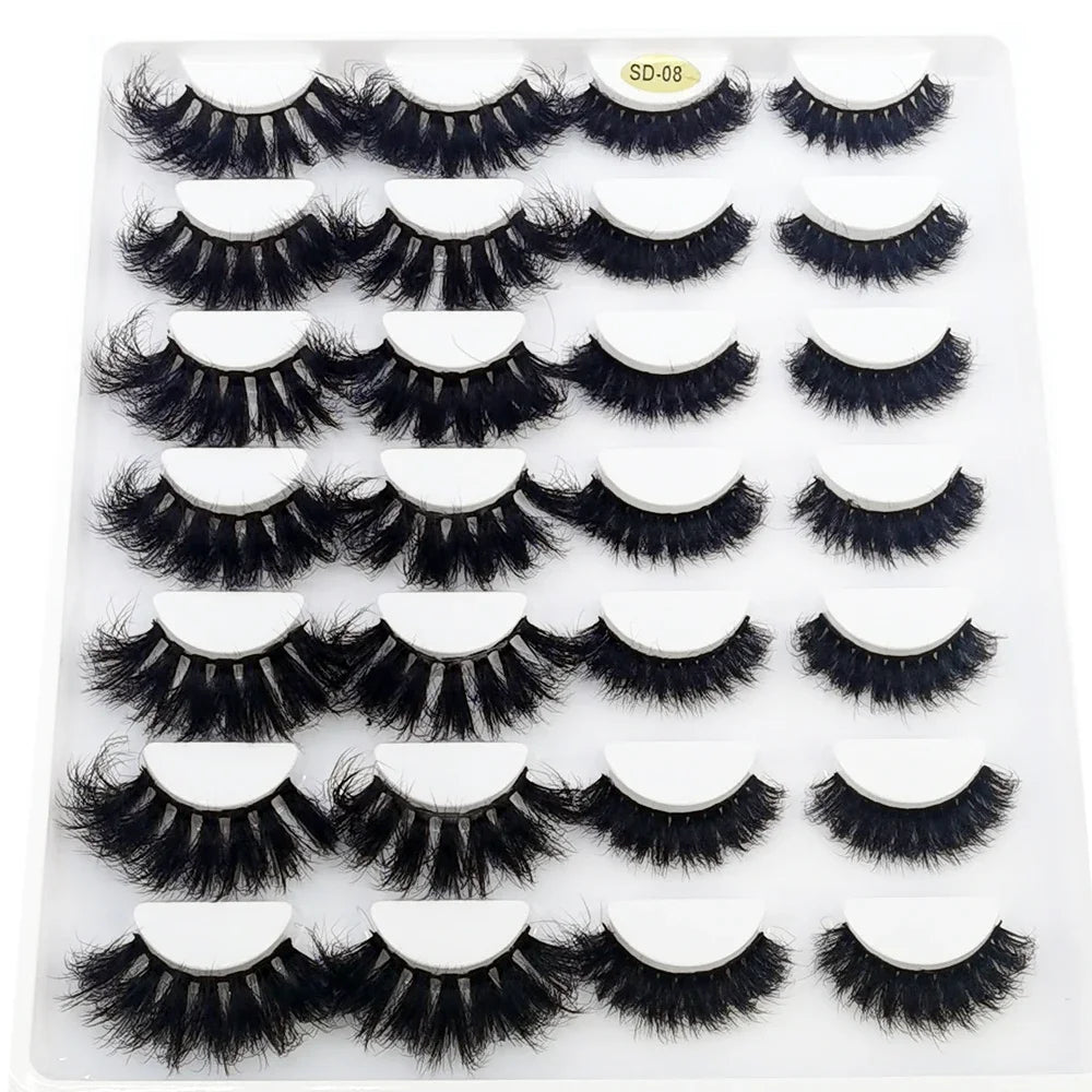 HBZGTLAD 14 Pairs Eyelashes 25mm Faux Mink Eyelashes Long Lasting Fluffy Mink Lashes Dramatic Volume lashes Extension Thick Long
