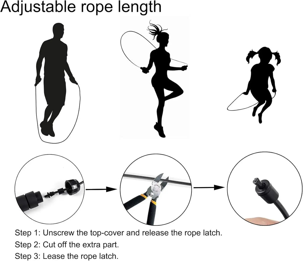 Adjustable Tangle-Free Jump Rope with Ball Bearings for Exercise and Fitness at Home, Gym, or School
