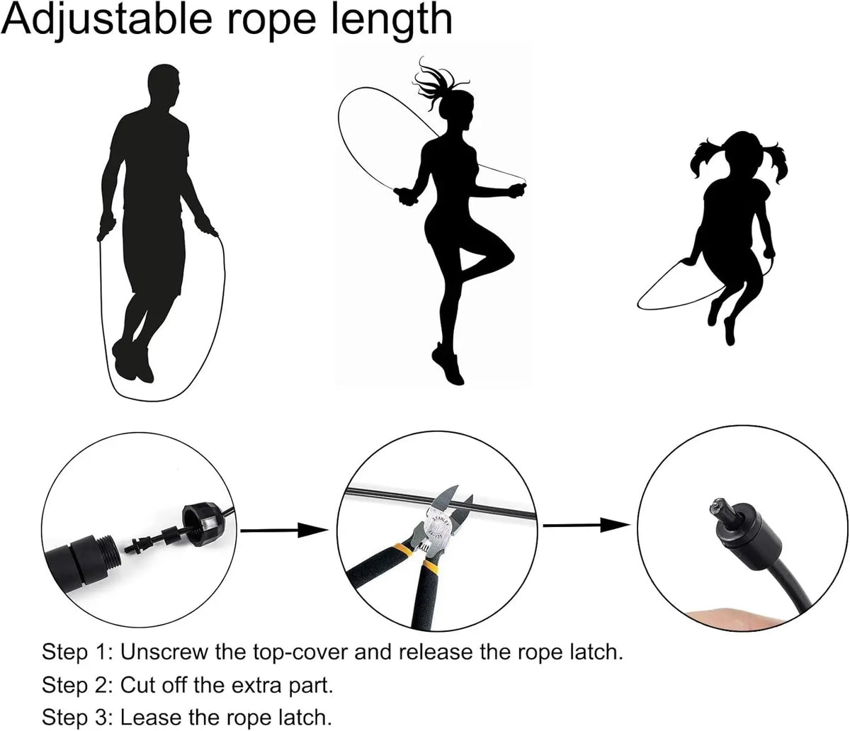 Adjustable Tangle-Free Jump Rope with Ball Bearings for Exercise and Fitness at Home, Gym, or School
