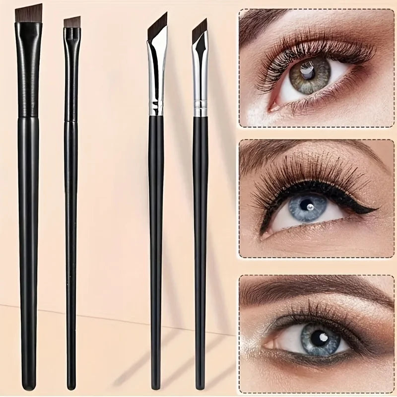 2pcs ultra-thin diagonal eyeliner brush set - fine diagonal eyeliner eyebrow brush, sickle ultra-thin diagonal flat angle,