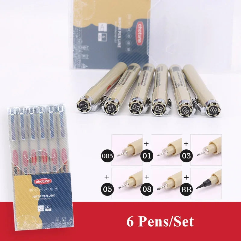 Manga Black Fineliner Marker Pens Art Supplies Waterproof Sketching Sakura Pigma Micron Pens Pigment Liner Japanese Stationery