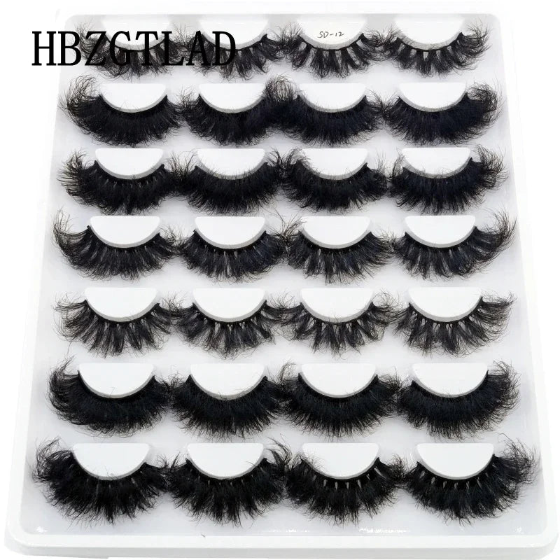 HBZGTLAD 14 Pairs Eyelashes 25mm Faux Mink Eyelashes Long Lasting Fluffy Mink Lashes Dramatic Volume lashes Extension Thick Long