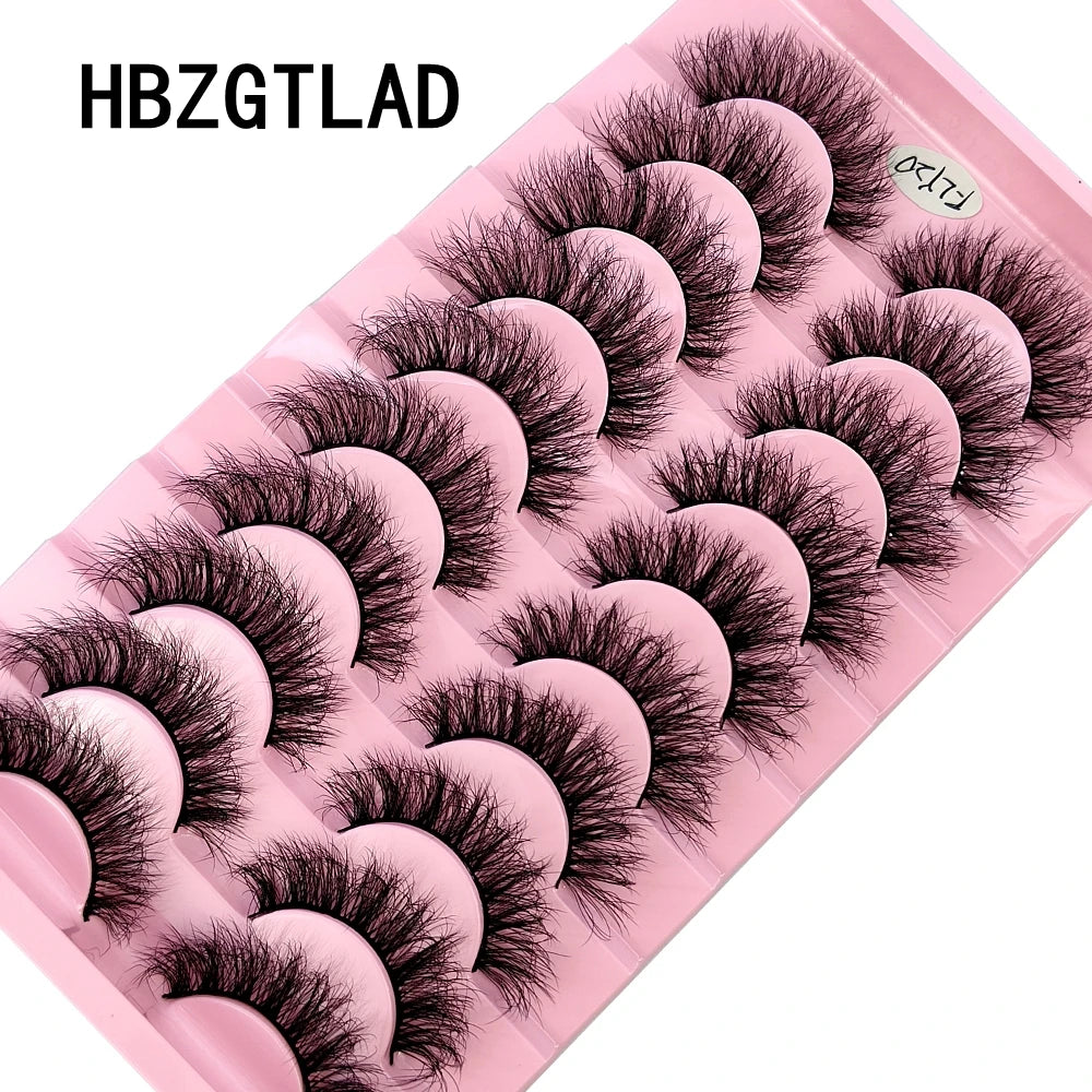 HBZGTLAD 10 Pairs 3D Faux Mink Lashes Fluffy Soft Full Thick Wispy Natural long False Eyelashes Curly lashes wholesale lashes