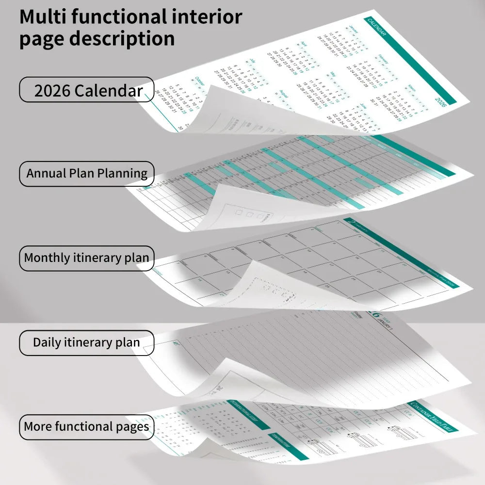 2026 Planner Book, Self-Discipline Calendar Planner, Weekly&Monthly Planner Layouts, 360-Page Daily Organizer, Portable Notebook