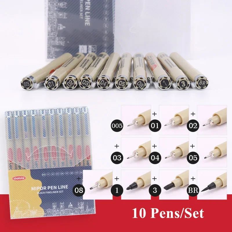 Manga Black Fineliner Marker Pens Art Supplies Waterproof Sketching Sakura Pigma Micron Pens Pigment Liner Japanese Stationery