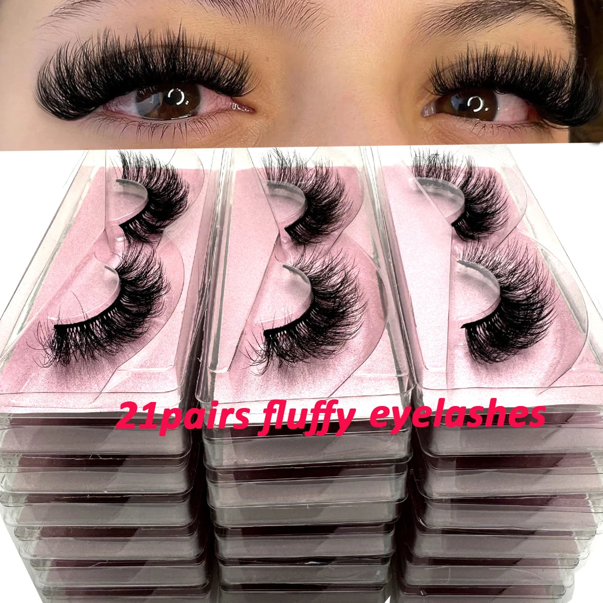 New 21Pairs Natural Fluffy volume False Eyelashes Dramatic Thick 3D Mink Lashes Extension Makeup Lashes Wholesale Cílios In Bulk