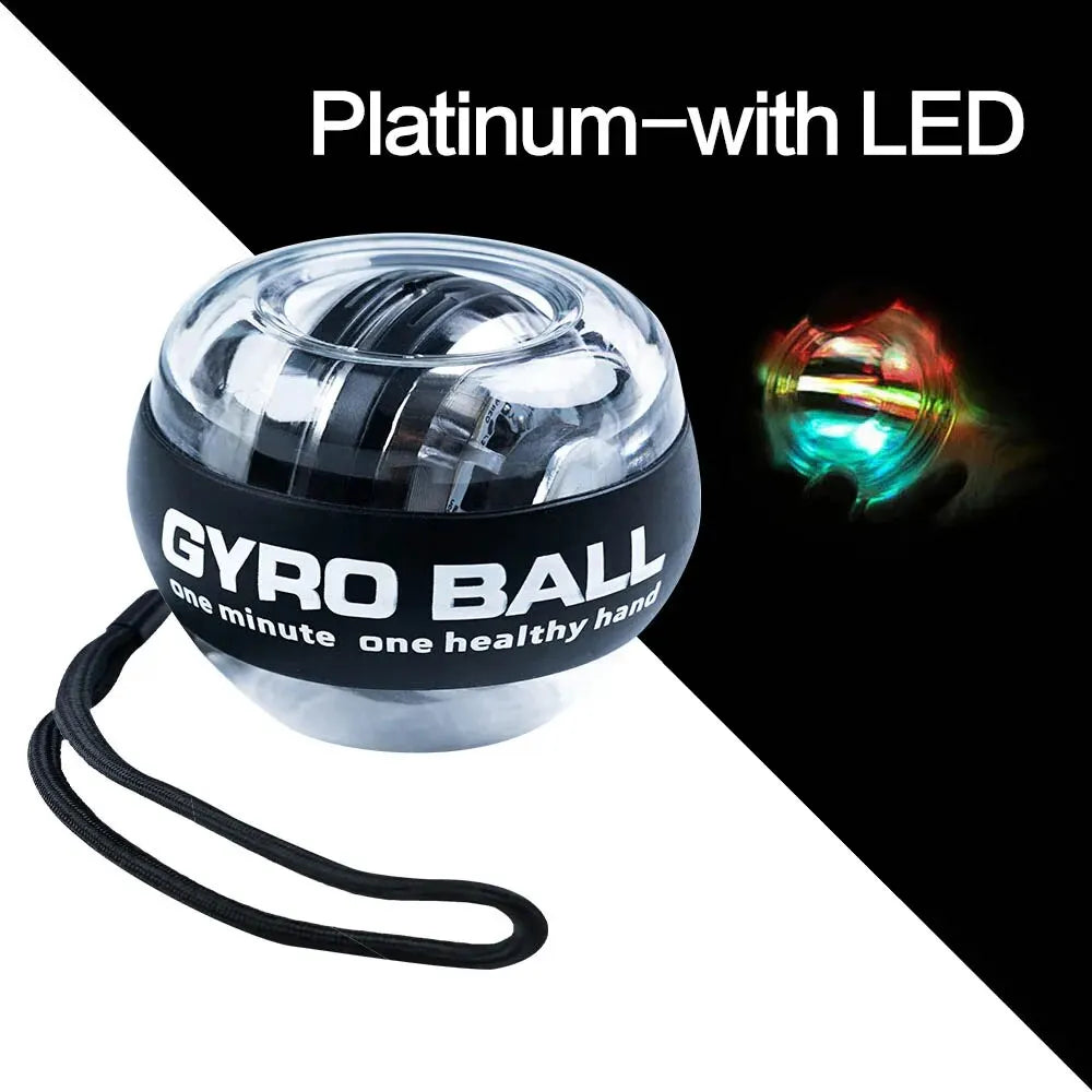 Portable LED Wrist Power Trainer Ball for Muscle Strength and Fitness Exercise with Self Starting Gyro Technology