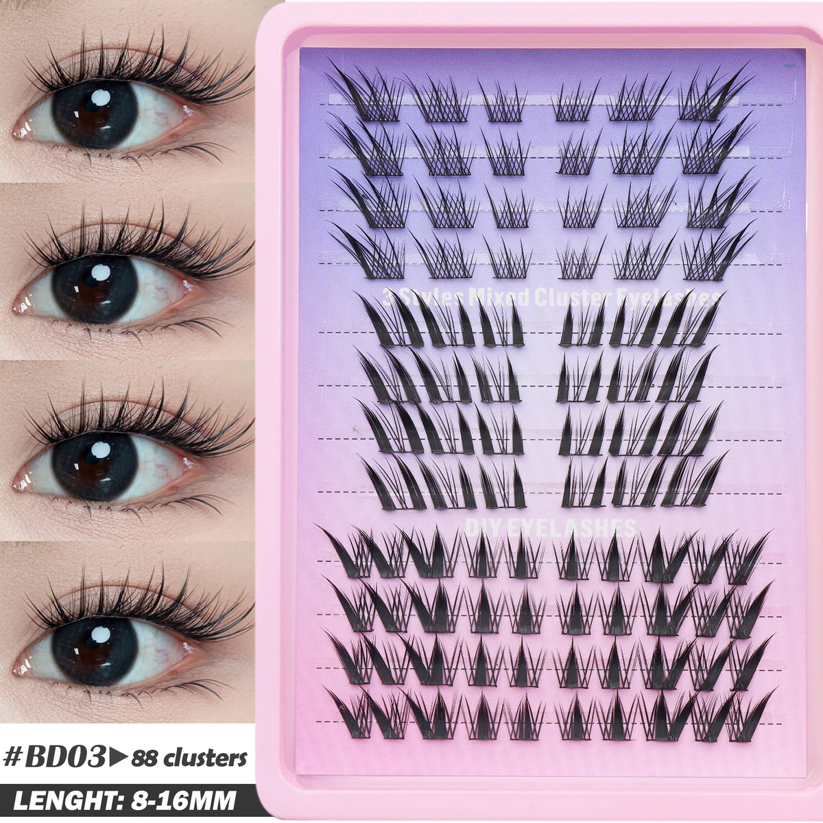 80 cluster Brown Fox Eye Tail False Eyelash wedding party and dates eyelashes  for daily makeup