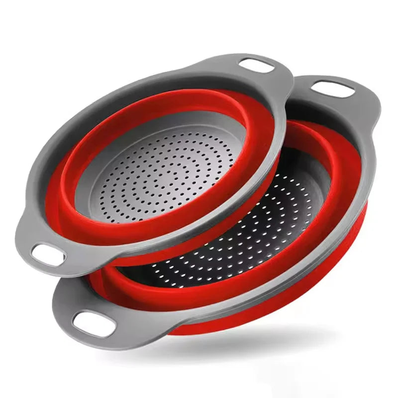 Silicone Folding Drain Basket Fruit Vegetable Washing Basket Foldable Strainer Colander Collapsible Drainer Kitchen Storage Tool