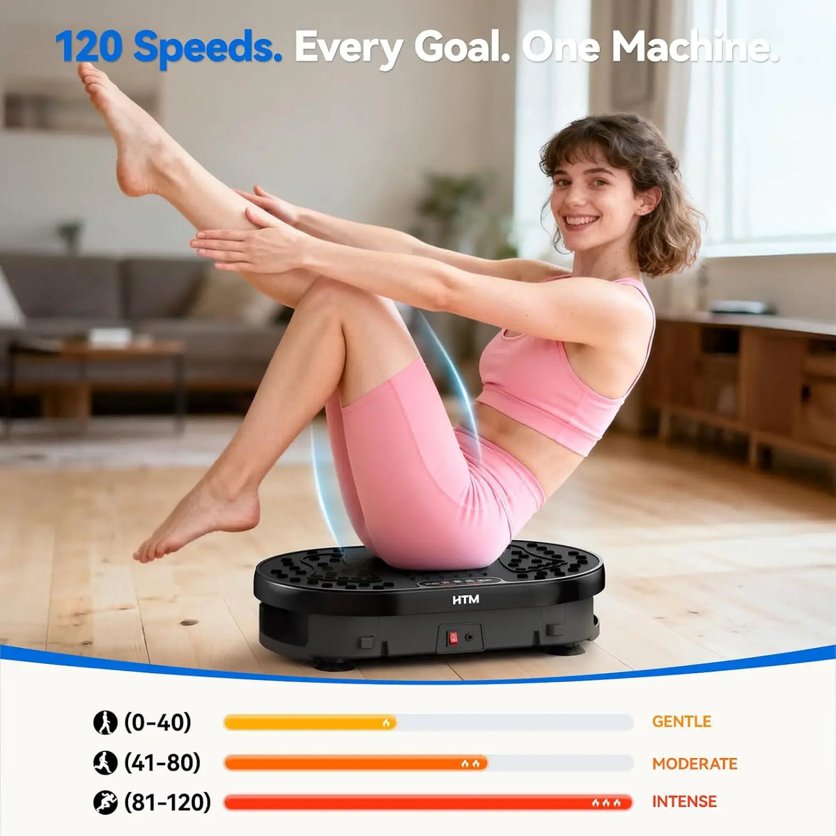 Vibration Plate 120 Speed Levels Whole Body Fat Shaker 120 Levels 9 Modes Portable Exercise Machine Muscle Toning Weight Loss