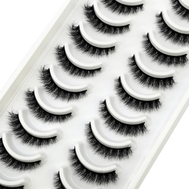 HBZGTLAD 10 Pairs 3D Faux Mink Lashes Fluffy Soft Full Thick Wispy Natural long False Eyelashes Curly lashes wholesale lashes