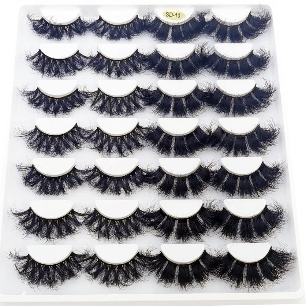 HBZGTLAD 14 Pairs Eyelashes 25mm Faux Mink Eyelashes Long Lasting Fluffy Mink Lashes Dramatic Volume lashes Extension Thick Long
