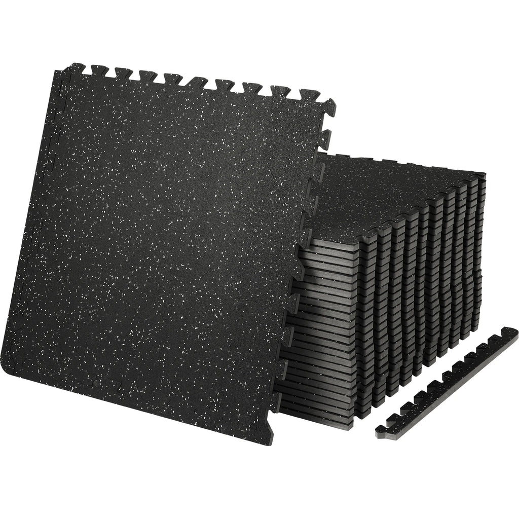 SucceBuy 25/12/6 PCS 1/2 in Thick Gym Floor Mats EVA Foam & Rubber Top Interlocking Workout Floor Mats Waterproof Exercise Mats