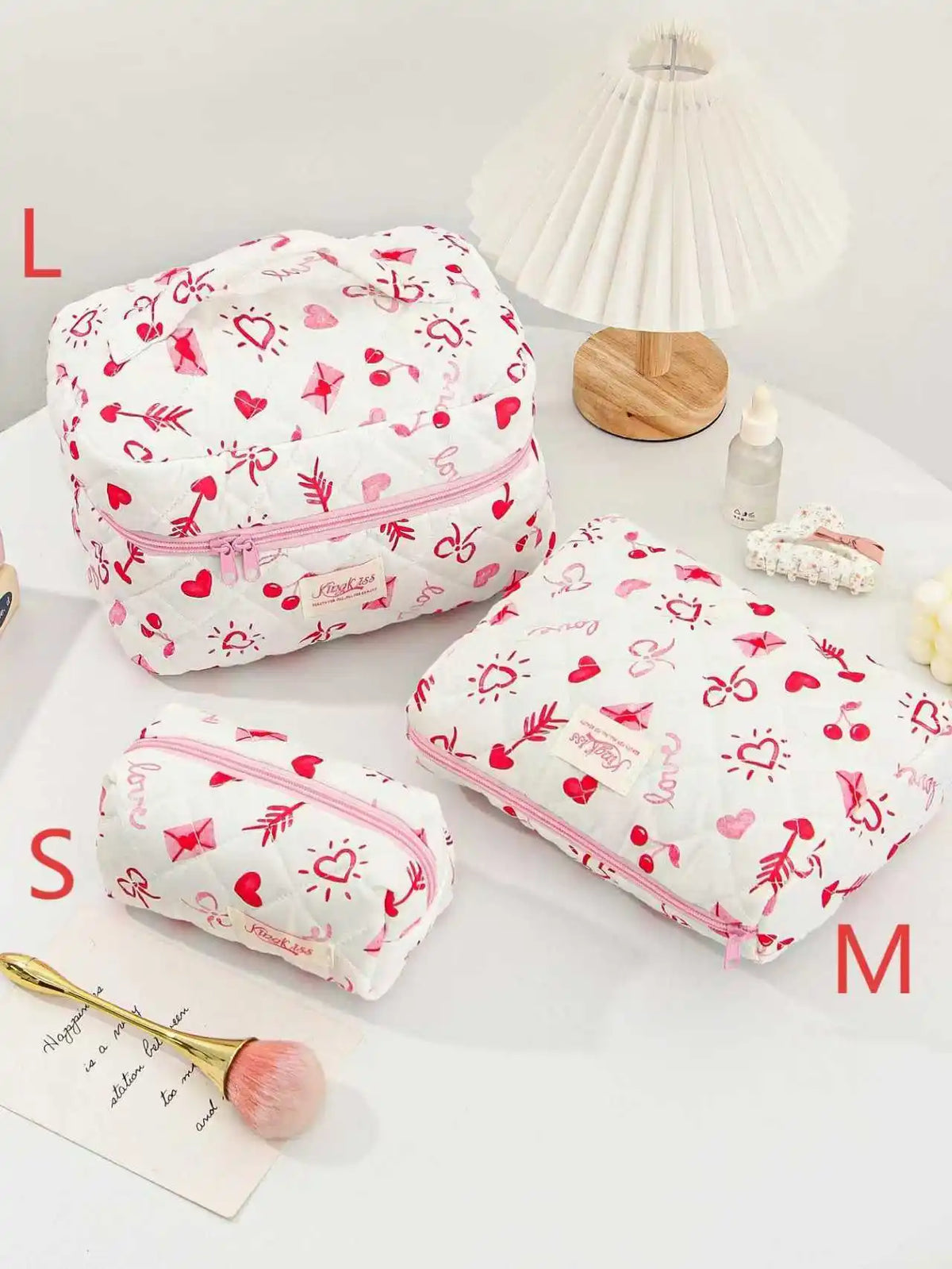 1pcs Cute Quilted Cotton Makeup Bag Women Zipper Cosmetic Organizer Cloth Handbag Box Shape Portable Toiletry Case for Girls