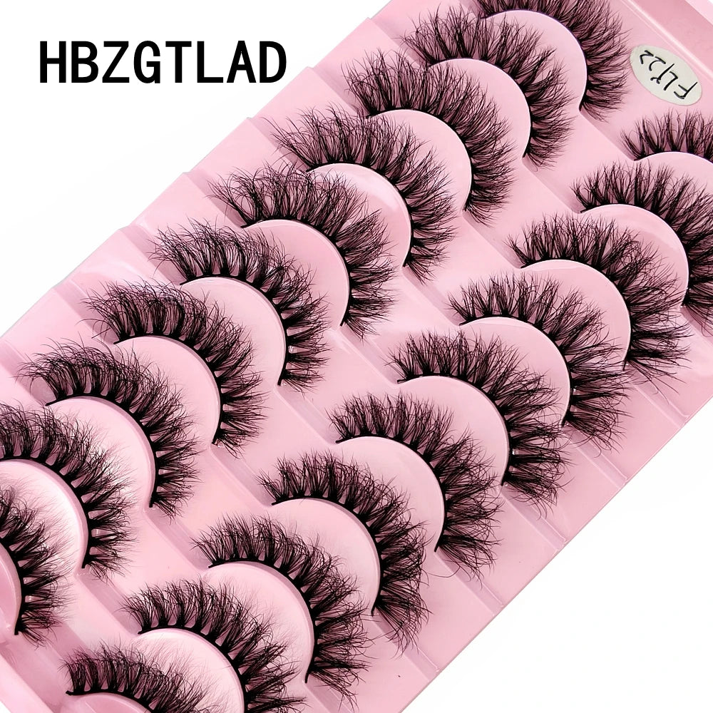 HBZGTLAD 10 Pairs 3D Faux Mink Lashes Fluffy Soft Full Thick Wispy Natural long False Eyelashes Curly lashes wholesale lashes