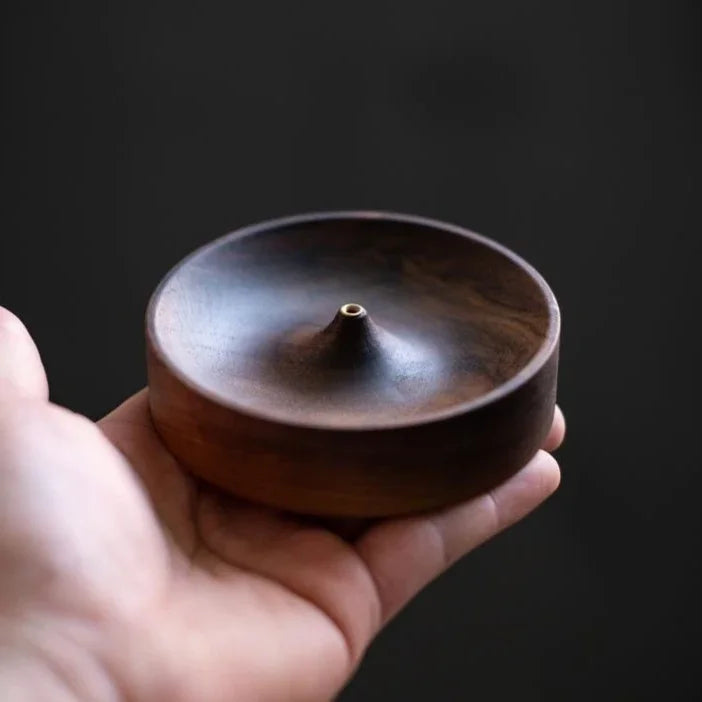 1pc North American Black Walnut Solid Wood Incense Stick Handmade Tea Ceremony Round Incense Burner Agarwood Tray Holder