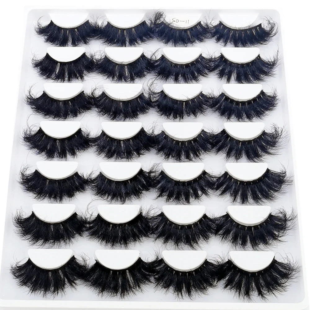 HBZGTLAD 14 Pairs Eyelashes 25mm Faux Mink Eyelashes Long Lasting Fluffy Mink Lashes Dramatic Volume lashes Extension Thick Long
