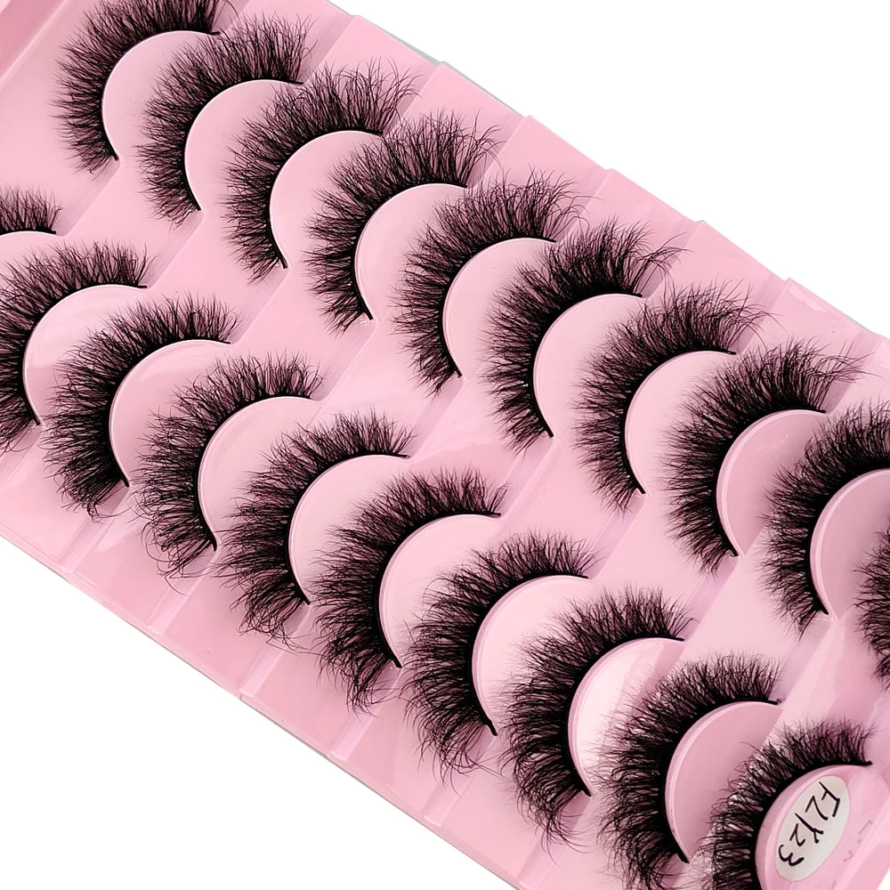 HBZGTLAD 10 Pairs 3D Faux Mink Lashes Fluffy Soft Full Thick Wispy Natural long False Eyelashes Curly lashes wholesale lashes