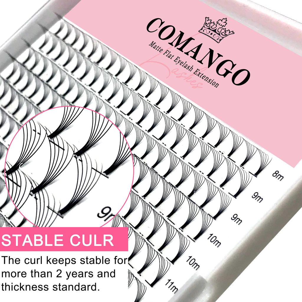 CoMango Wispy Premade Volume Fans 3-10D Individual Lashes Extension Short Stem 320 Fans Faux Mink Pre Made Russian Lashes