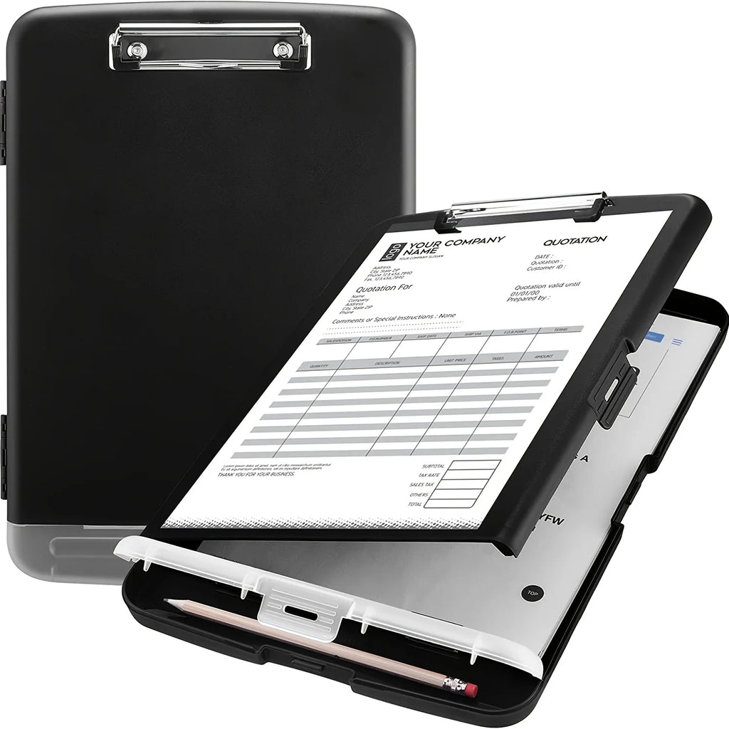 Large A4 Waterproof File Box with Pen Slot Desktop Plastic Folder Data File Storage with Writing Board Clip for Office Supplies