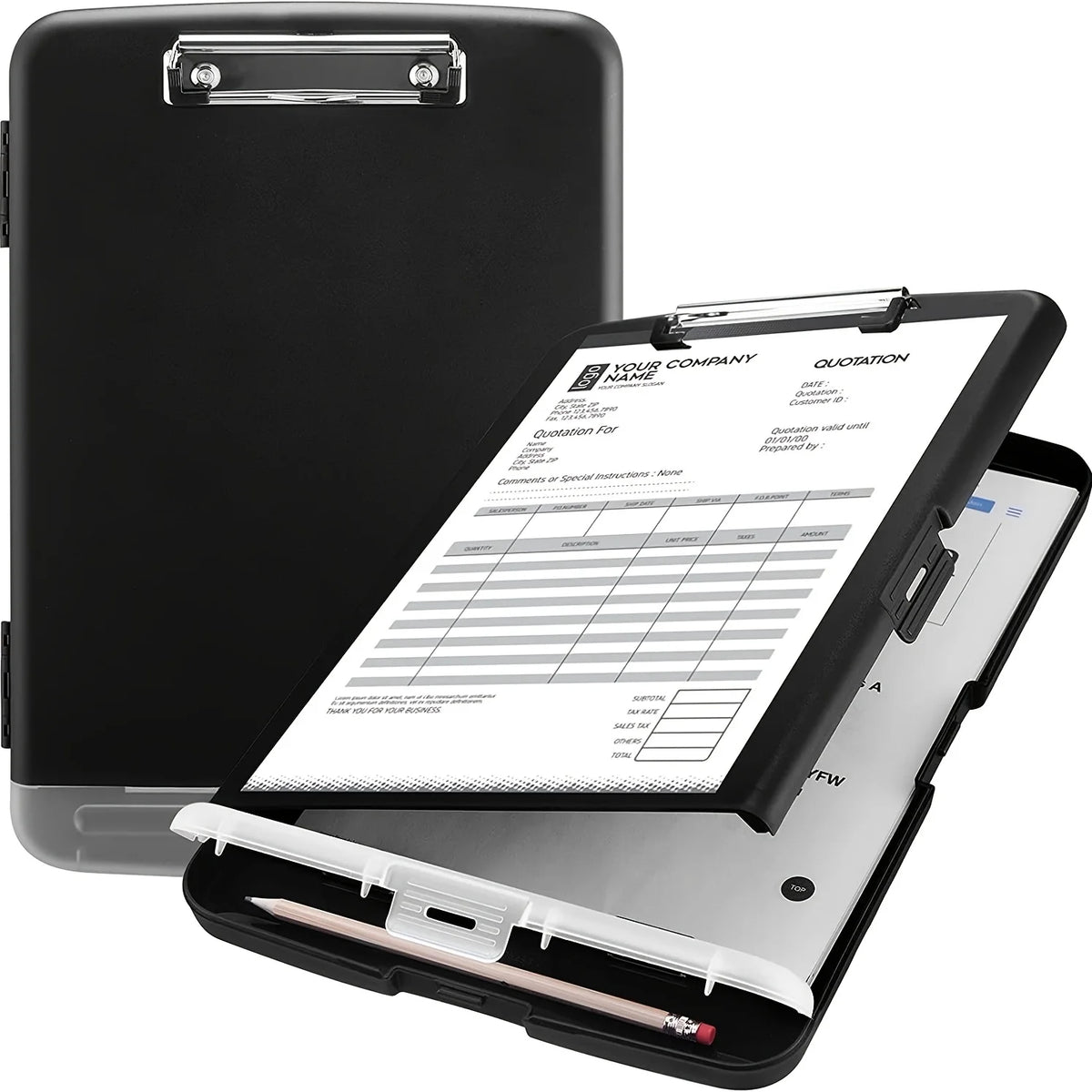 Large A4 Waterproof File Box with Pen Slot Desktop Plastic Folder Data File Storage with Writing Board Clip for Office Supplies