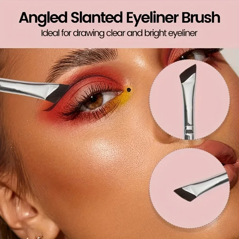 2pcs ultra-thin diagonal eyeliner brush set - fine diagonal eyeliner eyebrow brush, sickle ultra-thin diagonal flat angle,