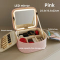 Travel LED Cosmetic Case With Light and Mirror Makeup Bag Large Capacity Premium Portable Cosmetic Bag Detachable Partition Bag