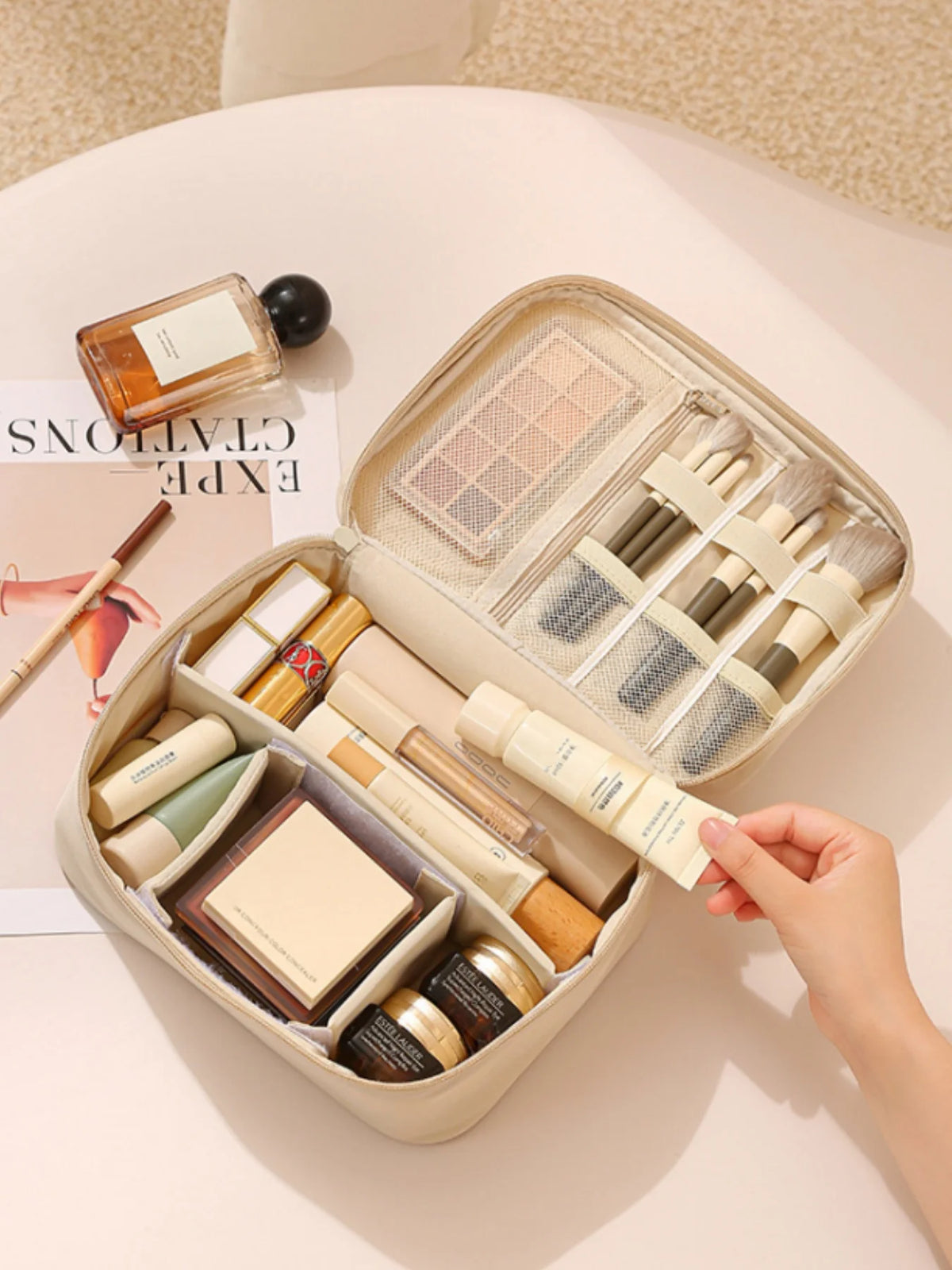 Thickened Oxford Cloth Material, Single or Double-Layer, Unisex, Fashionable Toiletry and Makeup Bag, Suitable for Travel, Vacation, Business Trips, Daily Outings, Convenient and Multifunctional Toiletry and Makeup Bag, Store