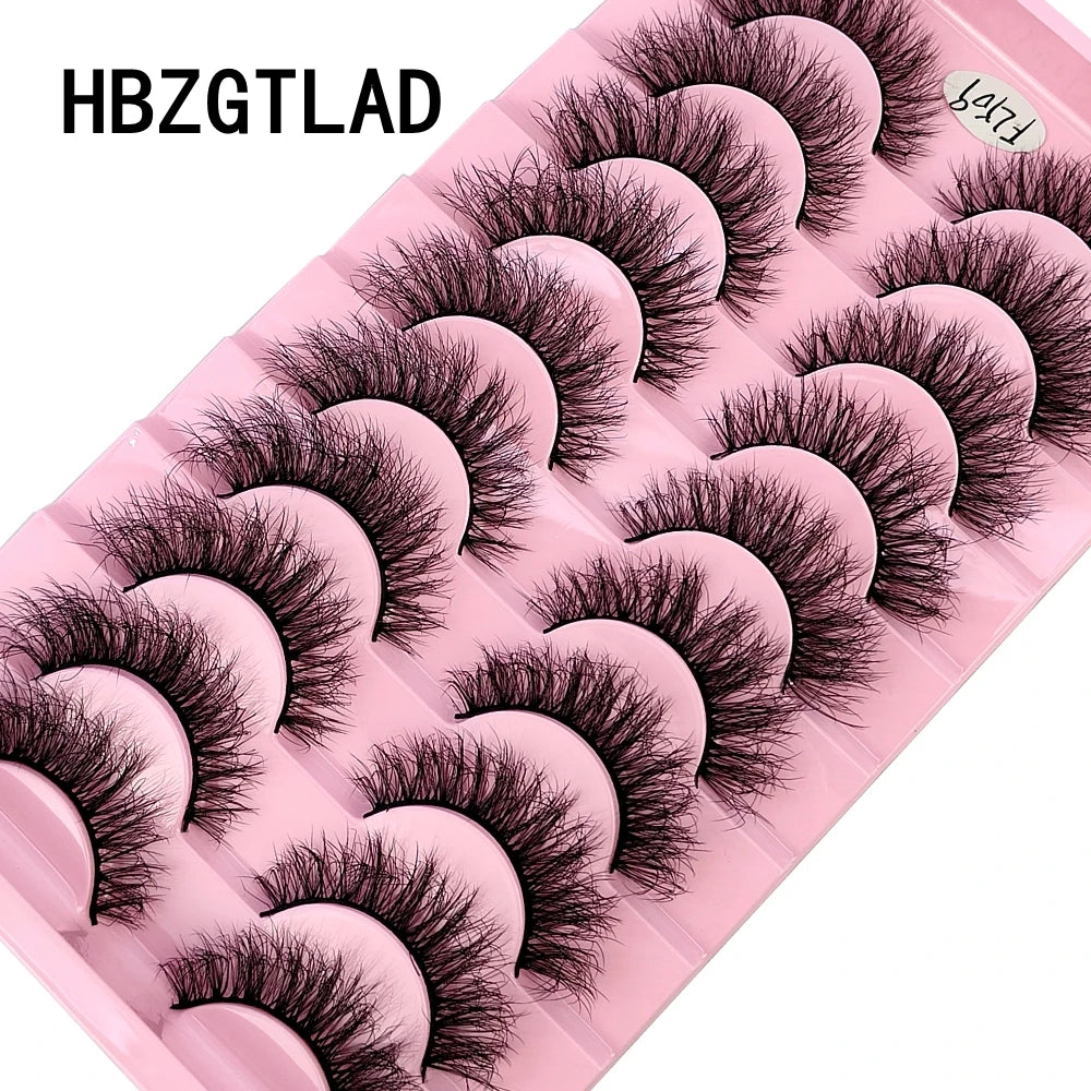 HBZGTLAD 10 Pairs 3D Faux Mink Lashes Fluffy Soft Full Thick Wispy Natural long False Eyelashes Curly lashes wholesale lashes