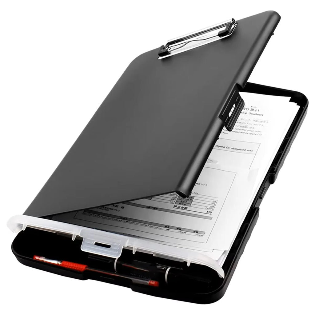 Large A4 Waterproof File Box with Pen Slot Desktop Plastic Folder Data File Storage with Writing Board Clip for Office Supplies