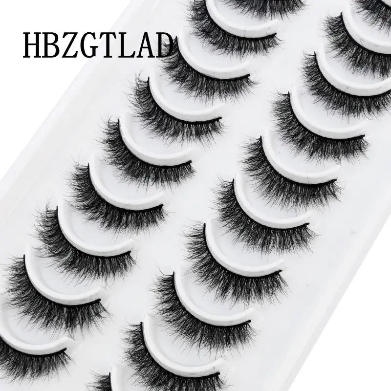 HBZGTLAD 10 Pairs 3D Faux Mink Lashes Fluffy Soft Full Thick Wispy Natural long False Eyelashes Curly lashes wholesale lashes